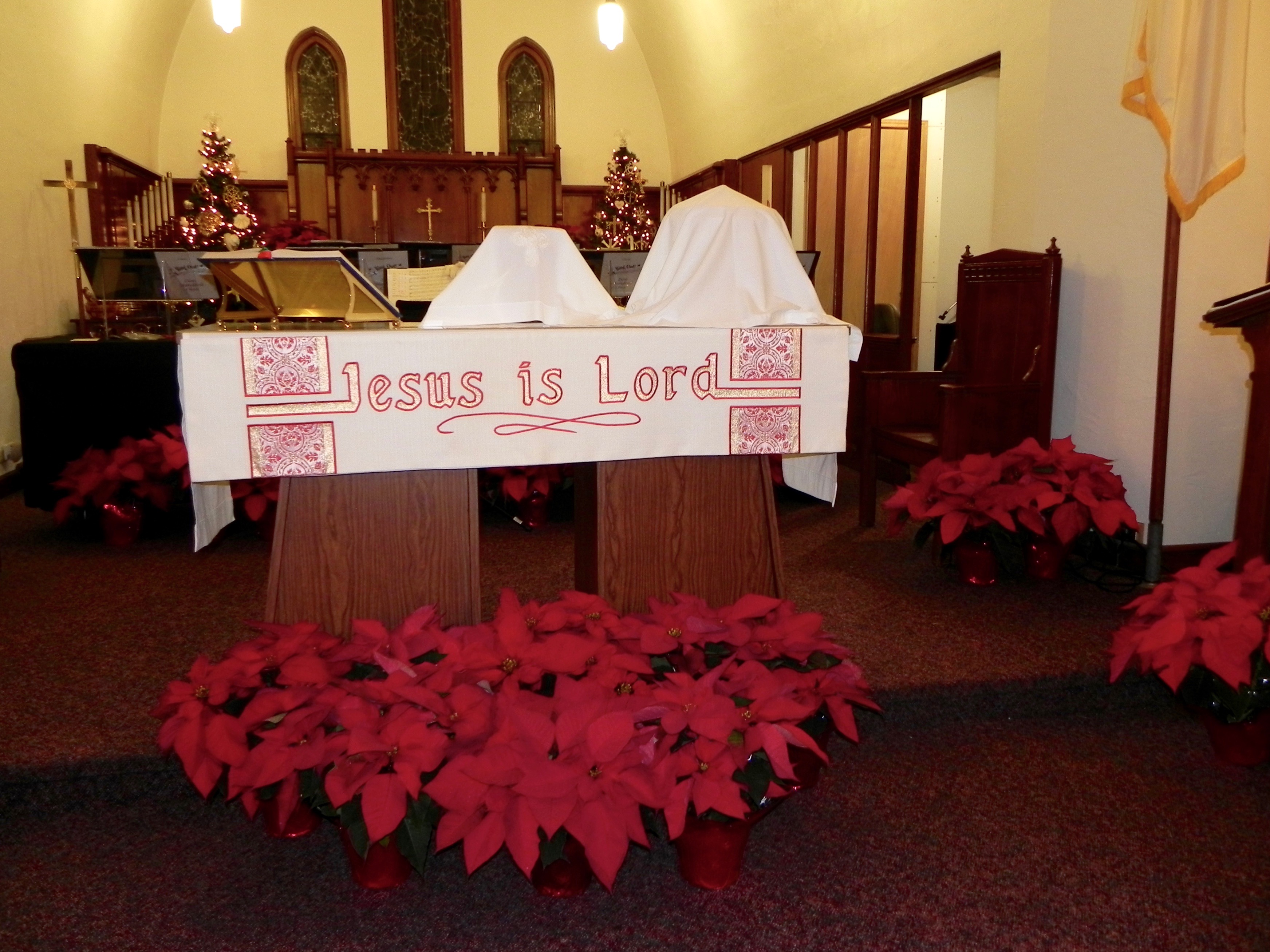 Christmas decorations in the Zion Lutheran sanctuary